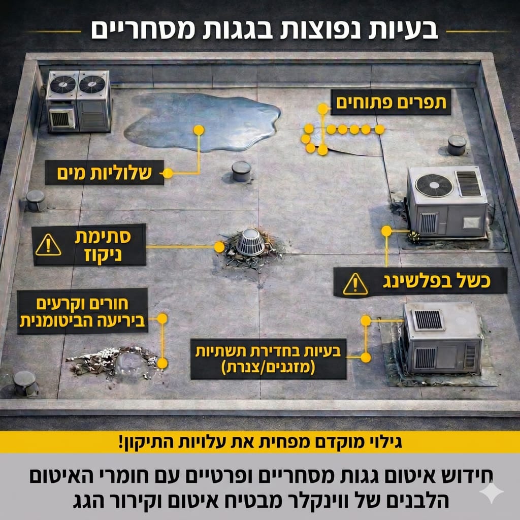 נקודות תורפה ובעיות איטום נפוצות בגגות לפני החורף